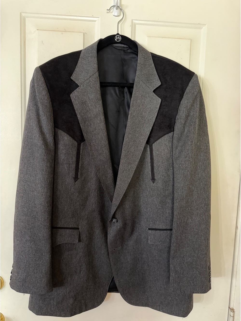 Circle S Men's Western Blazer Jacket Gray and Black Size 46L Made in USA